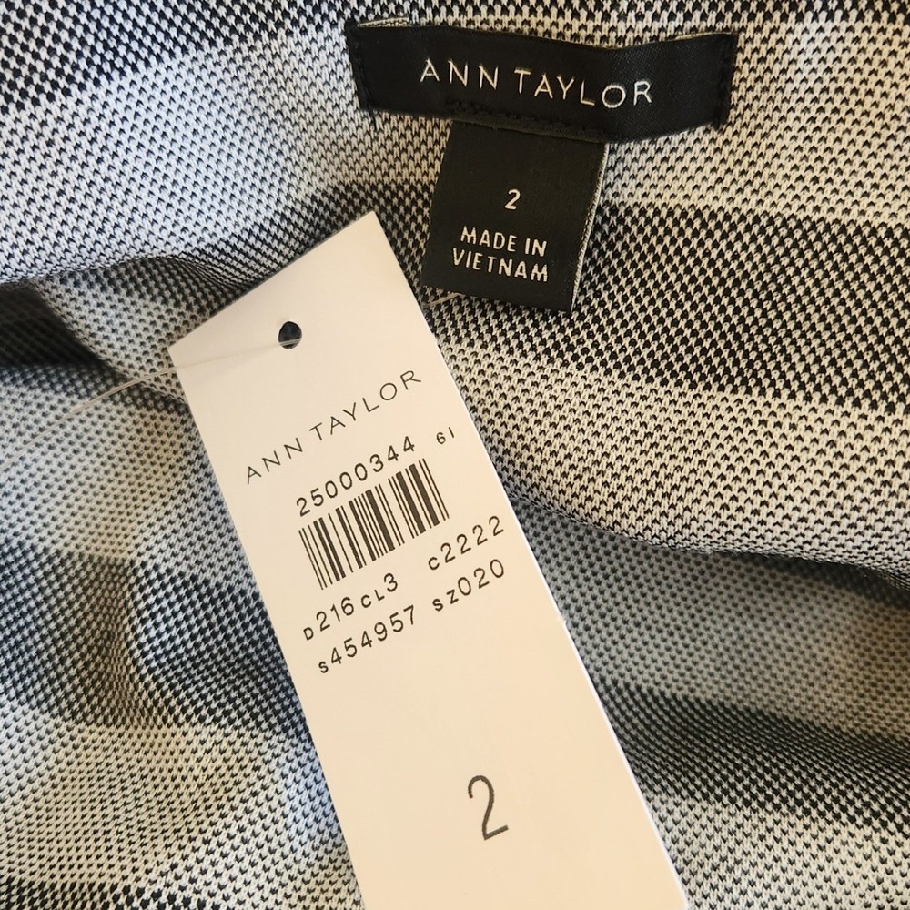 Ann Taylor Gingham Off Shoulder Ruffle Sheath Dress Black White Size 2 NWT - Picture 5 of 8